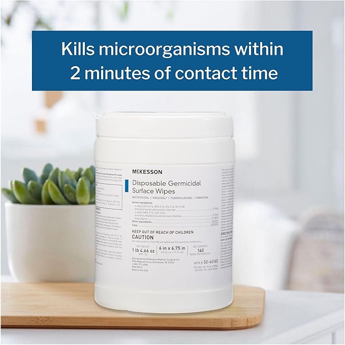 McKesson Germicidal Wipes Disinfecting Wipes, Alcohol Cleaning Disinfectant - Image 4