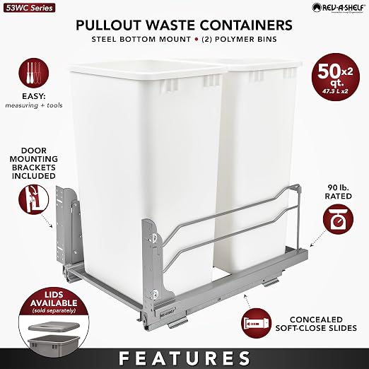 Rev-A-Shelf Pullout Dual Trash Cans - Image 4