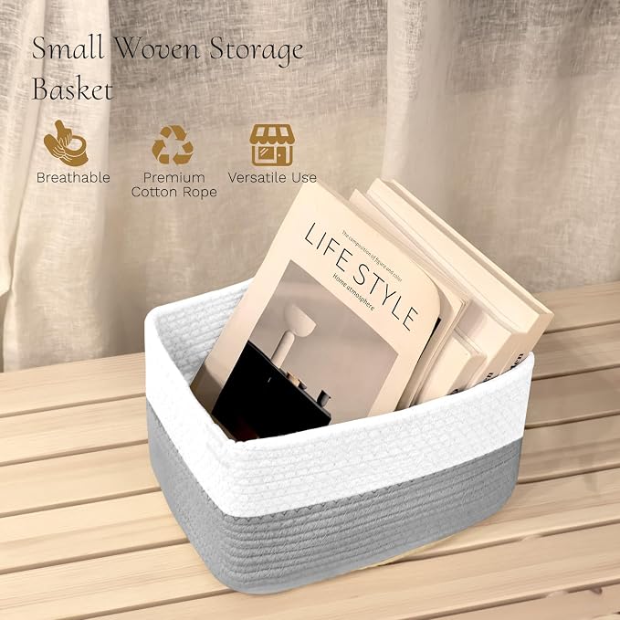 Hopegiver Woven Storage Baskets 11x8x7 Inch, 3 Pack Collapsible Cube Storage Bin - Image 2