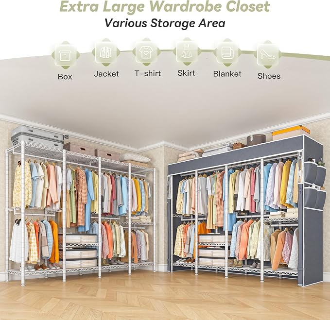 Raybee Clothes Rack with Cover, 1150LBS Heavy Duty Clothing Rack - Image 4