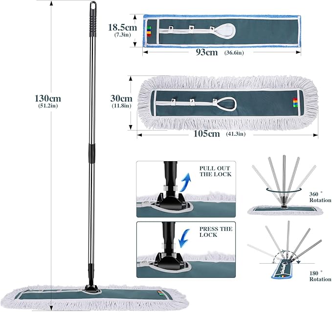 42" Commercial Dust Mop, Masthome Heavy Duty Industrial Mop - Image 2