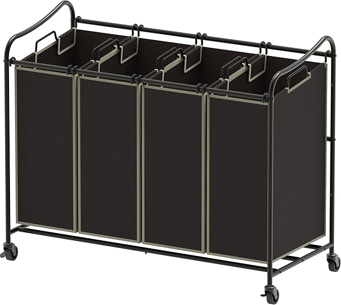 Simple Houseware 4-Bag Heavy Duty Laundry Sorter Rolling Cart by SimpleHouseware