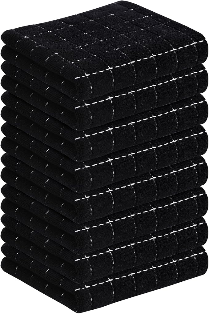 Homaxy 100% Cotton Terry Kitchen Towels, Checkered Designed, Soft and Super by Homaxy