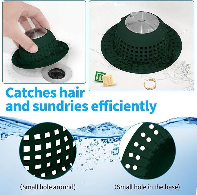 Shower Drain Hair Catcher, Bathtub Drain Cover Foldable Silicone Shower & Tub - Image 5
