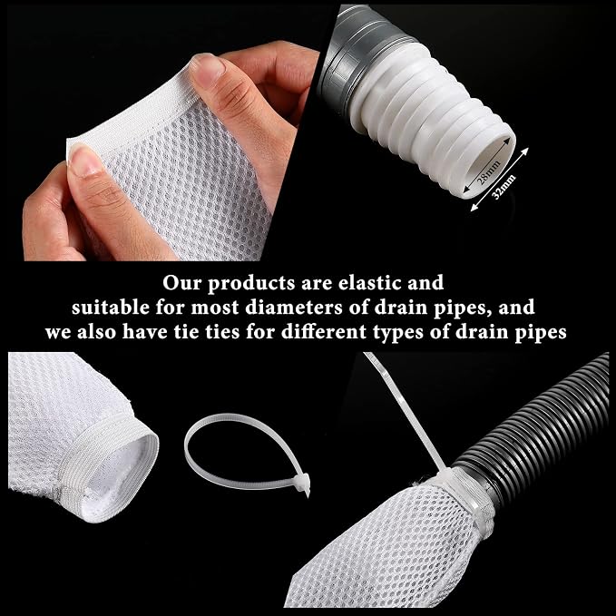 LEIFIDE 10 Pieces Lint Traps for Washing Machine Hose and Cable Ties Set - Image 3