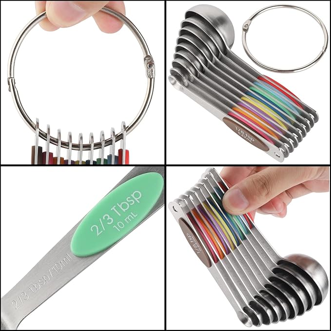 Magnetic Measuring Spoons Set of 9 Stainless Steel Stackable Measuring Spoons - Image 3