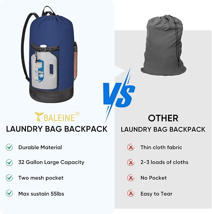 BALEINE 120L Laundry Bag Backpack, 900D Oxford Fabric Large Travel Laundry Bags - Image 5
