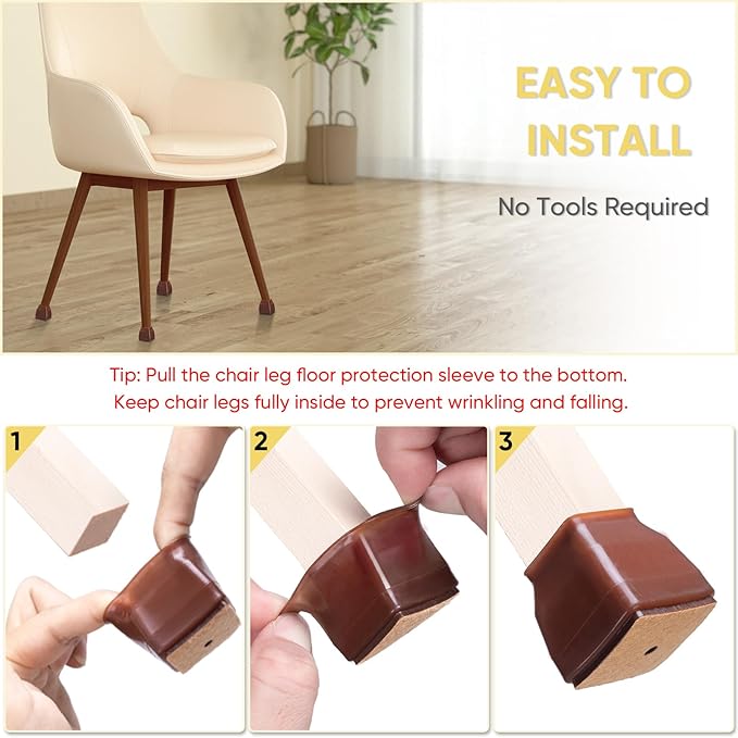 BALEINE 32 Pack Silicone Chair Leg Floor Protectors, Stool Leg Protectors Cap - Image 6
