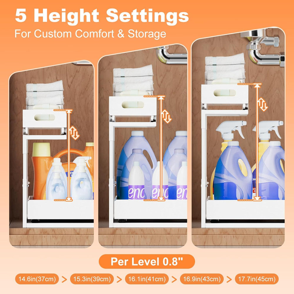 Upgrade 1 Pack Expandable Under Sink Organizer: 2-Tier Pull Out Cabinet with ...