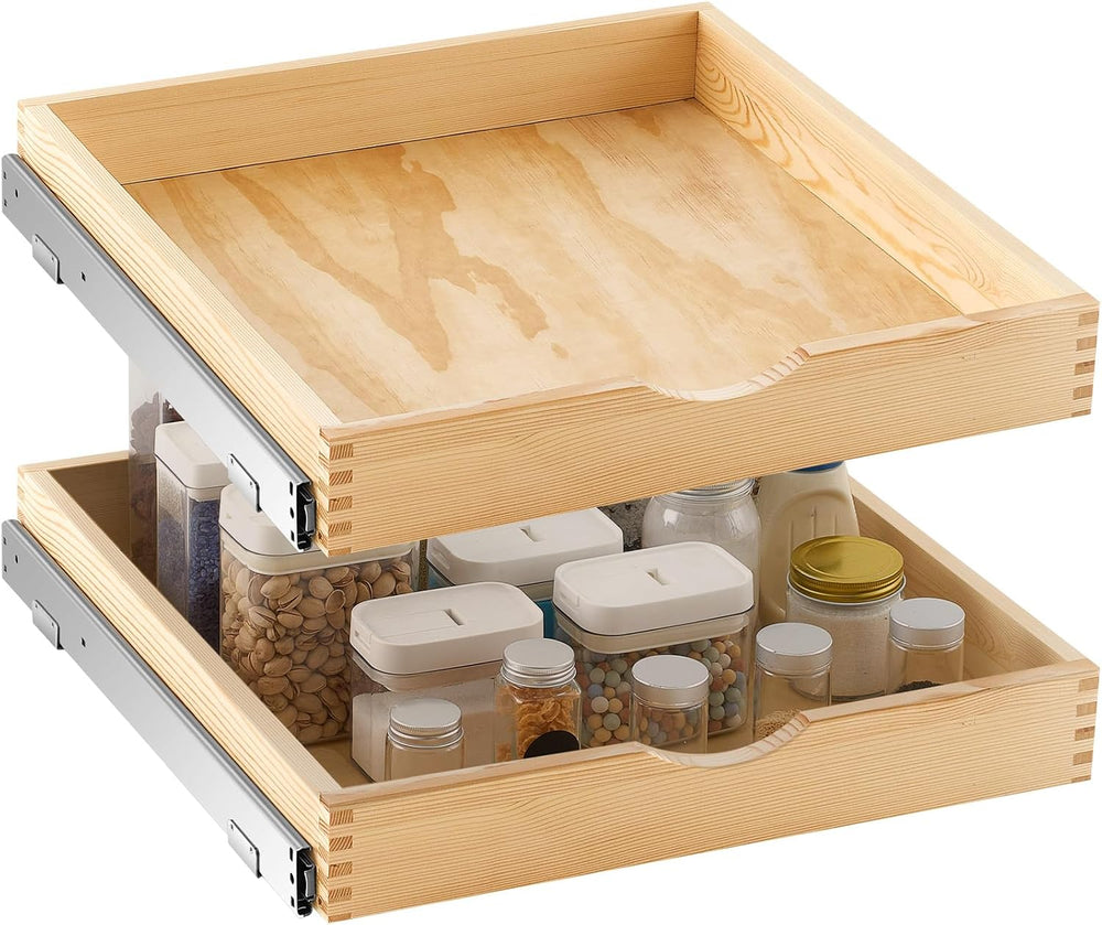 Menkxi 2 Set Wooden Pull out Cabinet Organizer Fully Assembled Slide out Pant...