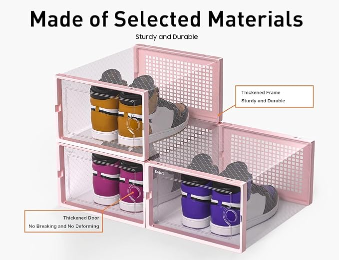 Kuject X-Large Shoe Storage Boxes Organizers Clear Plastic Stackable 12 Pack
