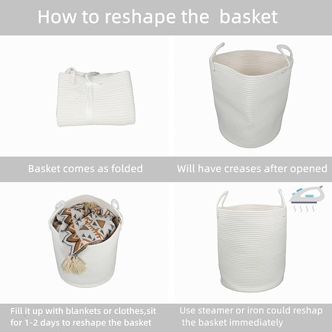 Cotton Rope Laundry Basket Hamper - Image 7
