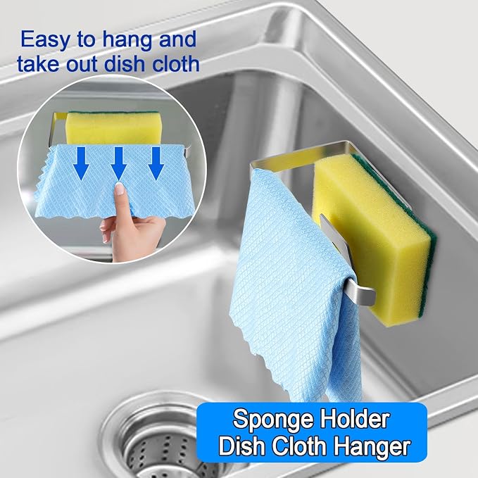 Sponge Holder for Kitchen Sink, Kitchen Sink Caddy, 2 in 1 Kitchen Sink - Image 6