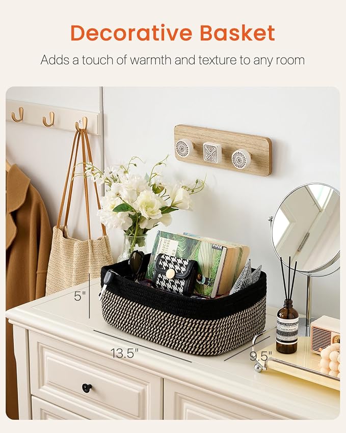 Small Woven Basket, 13.5 x 9.5 x 5 Inches, Storage Basket - Image 2