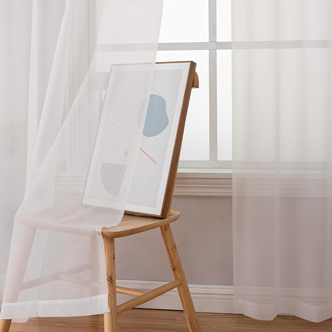 Chyhomenyc Ivory Sheer Curtains 108 Inch Long 2 Panels Set, Light Filtering - Image 7