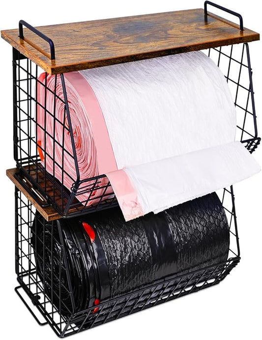 2 Pack Stackable Extra Large Trash Bag Holder Under Sink, Wall Mounted Garbage by IntreLife