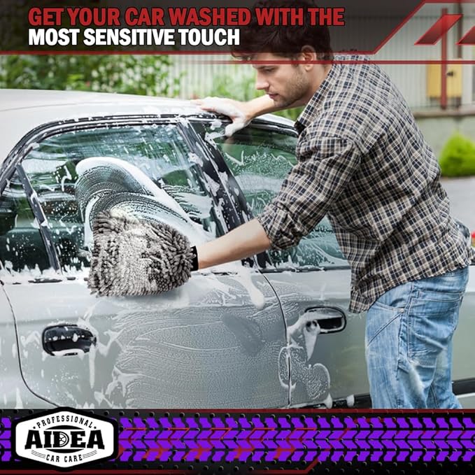 AIDEA Car Wash Mitt Microfiber-2Pack, Scratch-Free& Lint-Free, Premium Chenille - Image 6