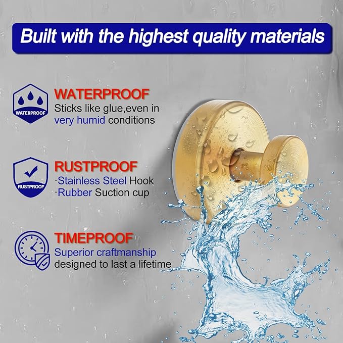 Suction Cup Hooks for Shower, Towel Hooks for Bathroom Window Glass, Bath Robe - Image 3