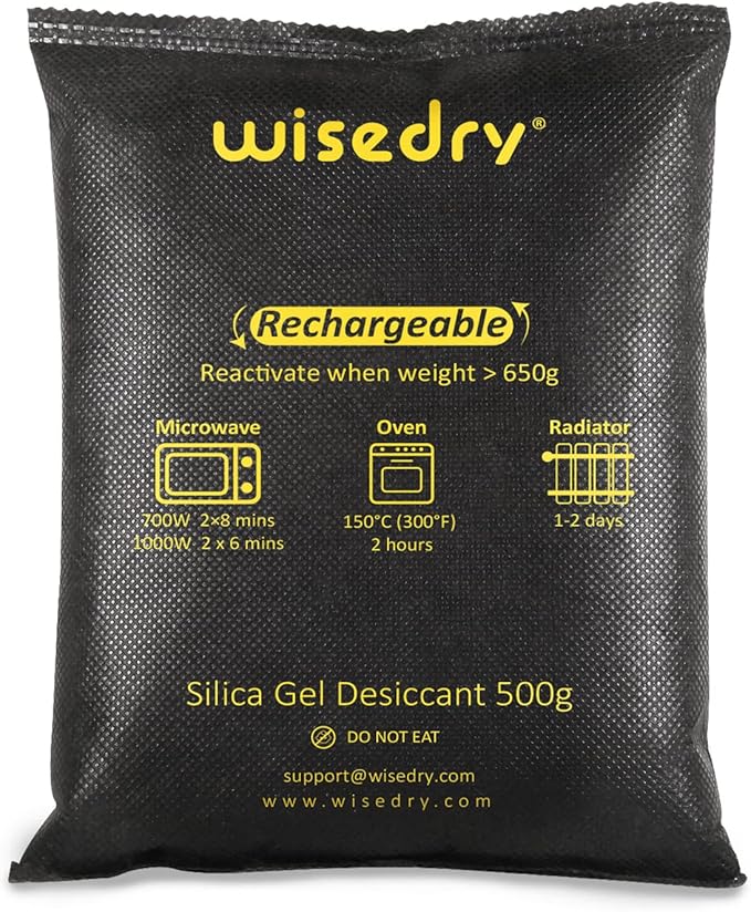 wisedry 2 x 500 Gram Rechargeable Silica Gel Car Dehumidifier, Microwave Fast by wisedry