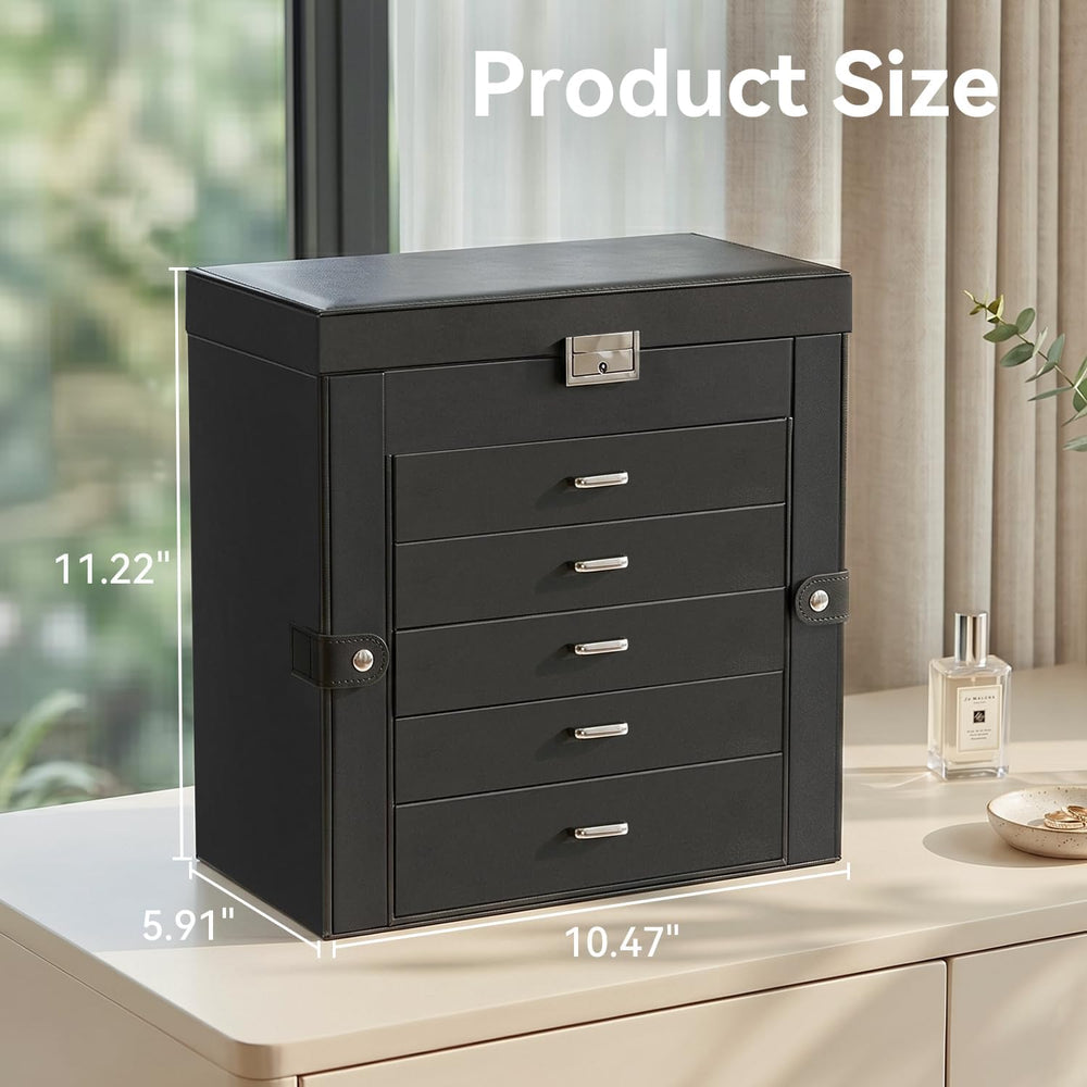 6-Layer Jewelry Boxes for Women with 5 Drawers and Necklace Storage