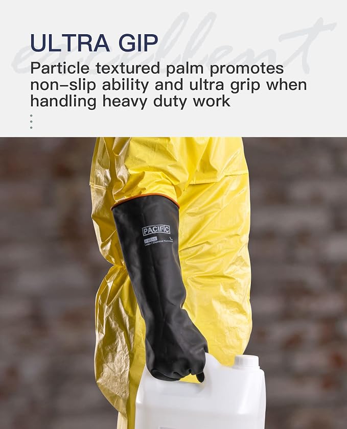 PACIFIC PPE Heavy Duty Latex Chemical Gloves, Strong Acid Resistance Rubber - Image 6