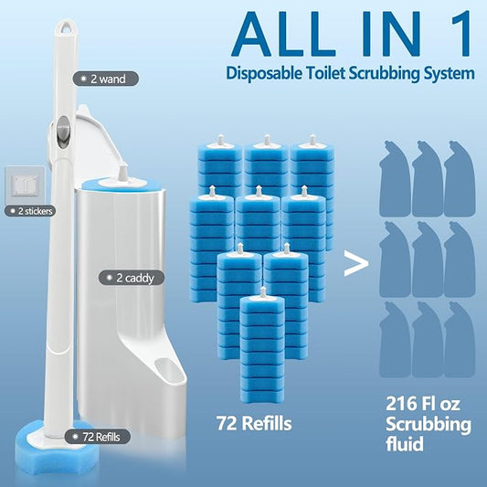Disposable Toilet Bowl Brush and Holder, Toilet Cleaning System-2 Toilet Bowl - Image 2
