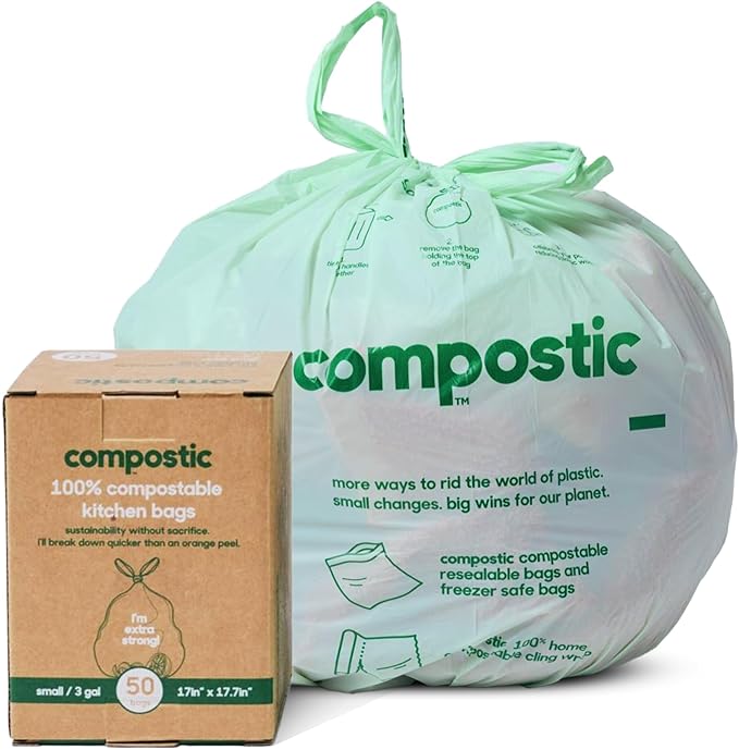 Compostic Home Compostable Trash Bags, 3 Gallon Small Kitchen Rubbish Bags by COMPOSTIC