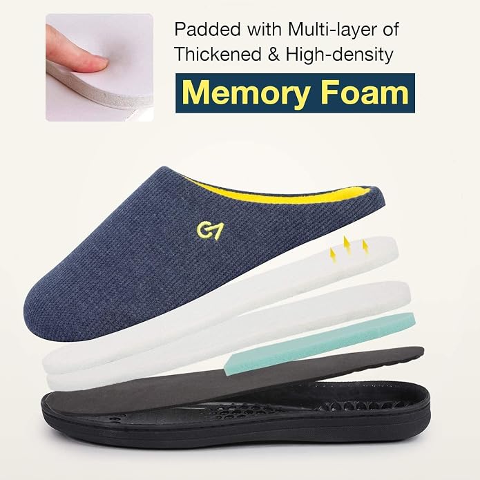 VeraCosy Men's Two-Tone Memory Foam House Slippers Indoor Outdoor Durable - Image 6