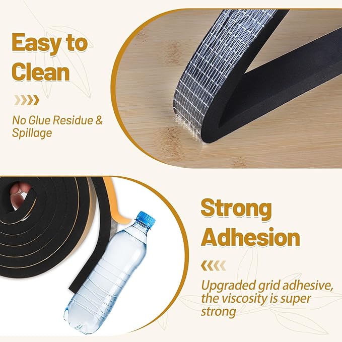 Weather Stripping Soundproof, 1/2 in x 3/8 in Weatherproof Foam Insulation Tapes - Image 3