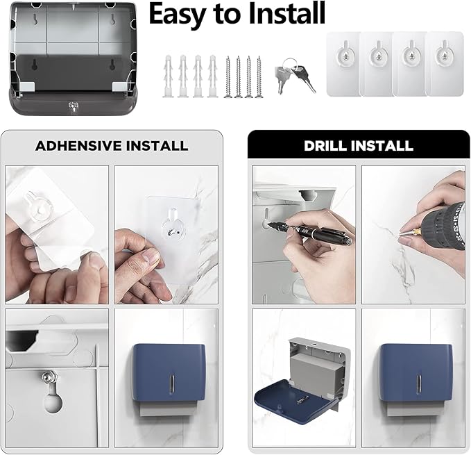 Hand Towel Dispenser for Bathroom Pack of 3 Compact Size Suitable Paper Towels - Image 2