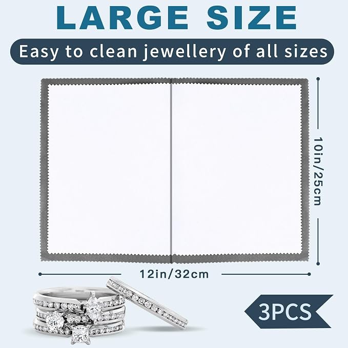 Phinus 3PCS Jewelry Cleaning Cloth, 100% Cotton Jewelry Cloth Polishing - Image 2