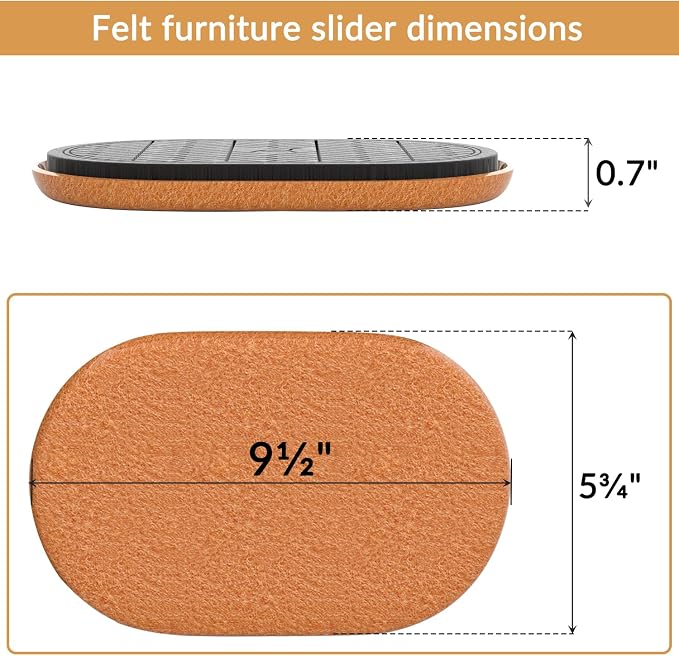 9½"x5¾ Felt Furniture Sliders for Hardwood Floors, Furniture Movers for Heavy - Image 6