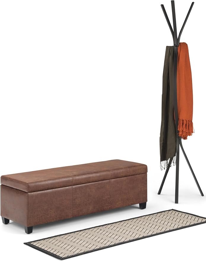 SIMPLIHOME Avalon 48 inch Wide Contemporary Rectangle Storage Ottoman Bench in - Image 12