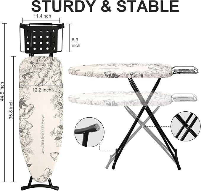 Ironing Board, Foldable Ironing Board Adjustable Height Compact Iron Board - Image 5