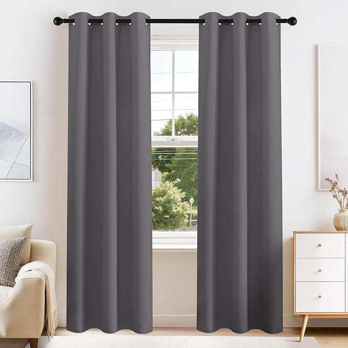 PONY DANCE Grey Blackout Curtains by PONYDANCE