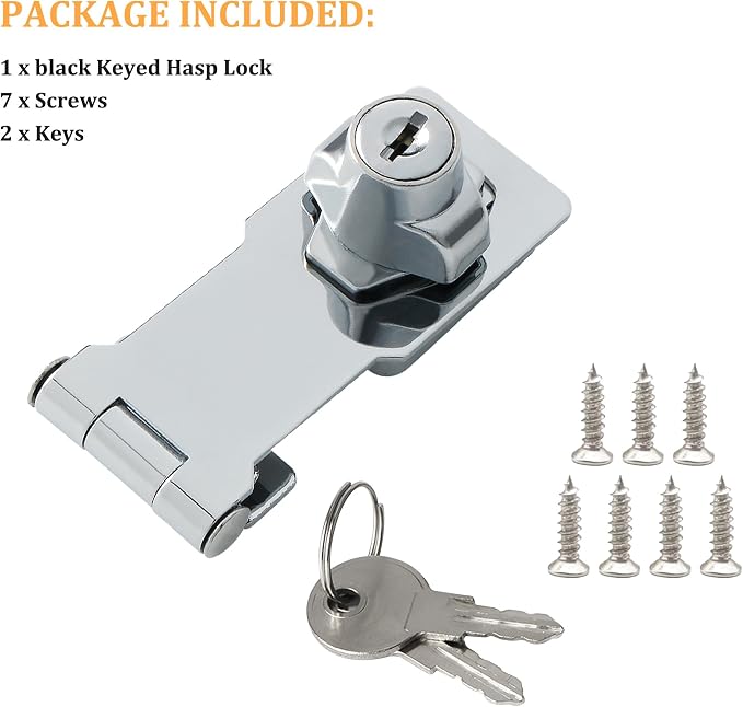 Alise Keyed Hasp Lock, 3 Inch Safety Packlock Clasp Hasp Lock Latch - Image 7