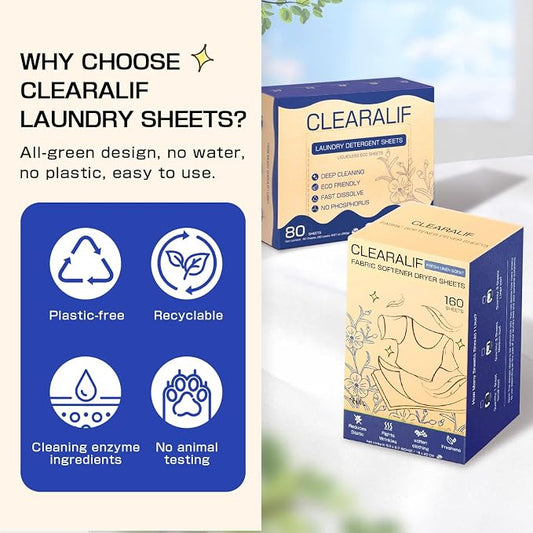 Clearalif All in One Laundry Detergent Sheets Kit, Fresh Linen Scent, 160 Loads - Image 2