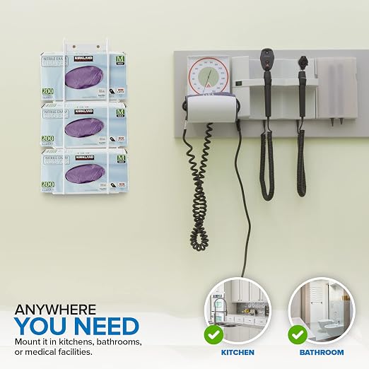 Stock Your Home (White Metal Triple Gloves Dispenser, Tissue Box Shelf - Image 7