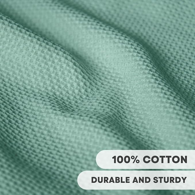 Artoid Mode 100% Cotton Light Green Waffle Weave Kitchen Dish Cloths, 13x28 - Image 3