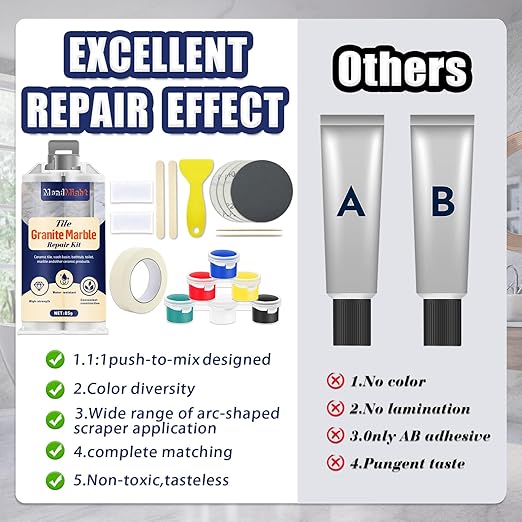 Tile and Granite/Marble Repair Kit, Porcelain Stone and Quartz Countertops - Image 5
