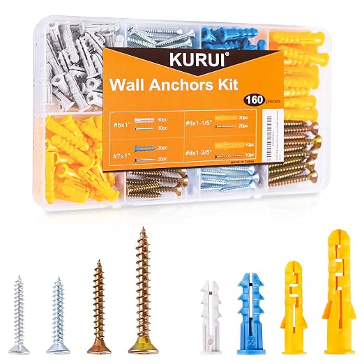 KURUI Wall Anchors Kit for Hanging Wall Art Decor, Plant Hooks, 135 Screws and by KURUI