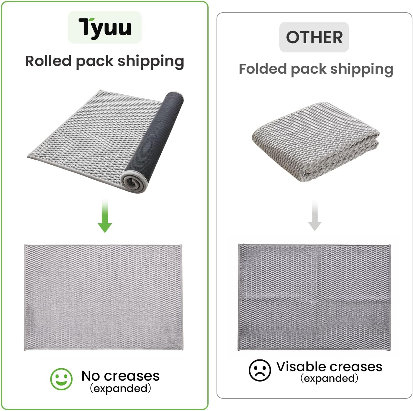 TYUU Bathroom Rugs Sets 2 Piece, Non Slip & Washable Bath Mat Set, Super Absorbent Quick Dry Bathroom Mat Set, Soft Low Pile for Tub & Shower, 16"x24" & 16"x24", Dark Grey