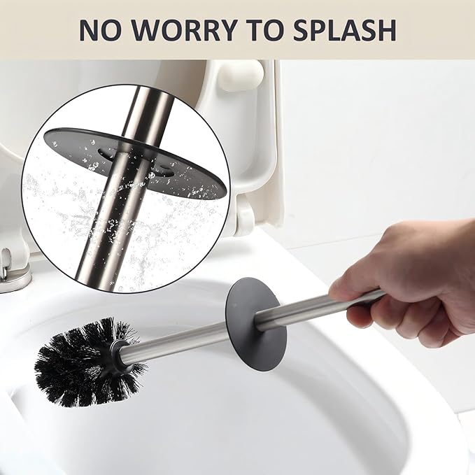 BGL Toilet Brush and Holder Set Brushed Nickel Aluminium Freestanding Toilet - Image 7