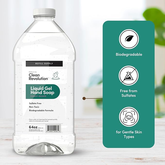 Clean Revolution Liquid Gel Hand Soap, Silky Rich Liquid, Quick Lather - Image 4
