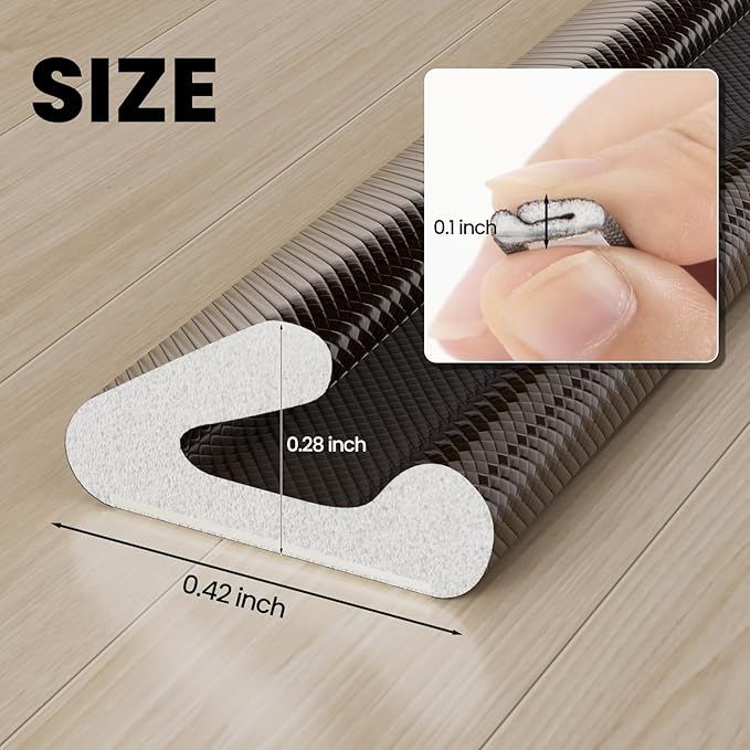 V Shape Foam Weather Stripping Door Frame Seal Strip 2Pcs×26FT Brown, Draft - Image 2