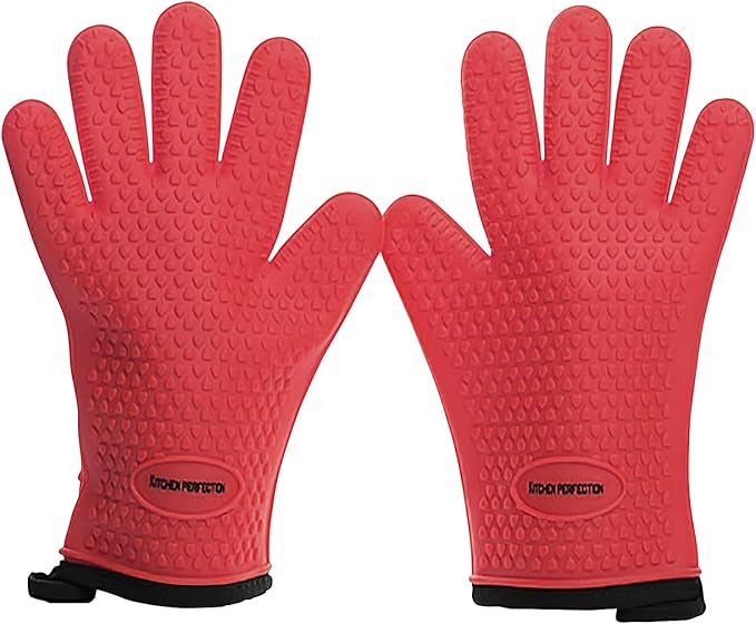 KITCHEN PERFECTION XL Silicone Smoker Oven Gloves-Extreme Heat Resistant BBQ by Kitchenperfection