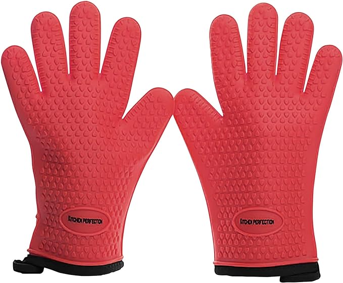 KITCHEN PERFECTION S Silicone Smoker Oven Gloves -Extreme Heat Resistant BBQ by Kitchenperfection