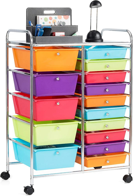 GOFLAME 15-Drawer Rolling Storage Cart, Utility Cart by GOFLAME