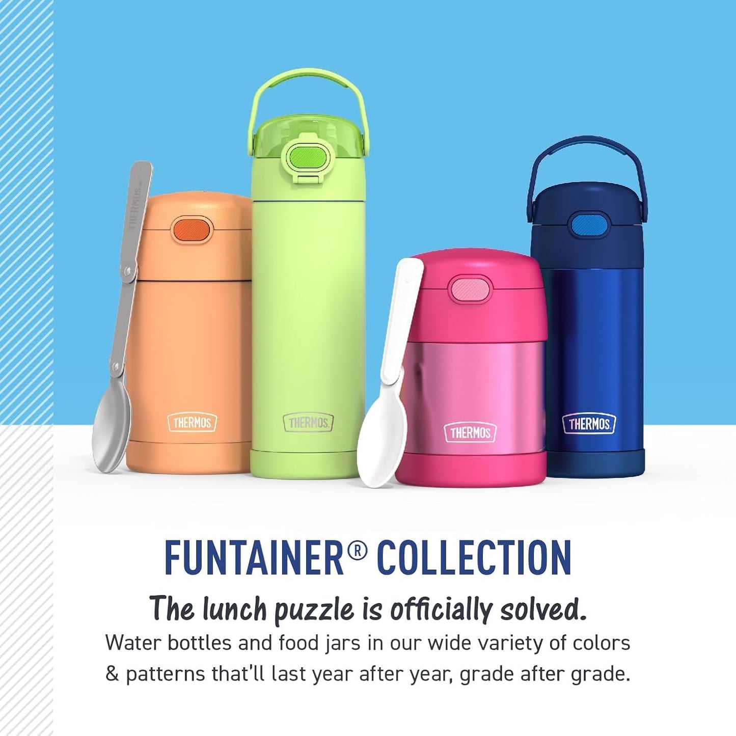 THERMOS FUNTAINER Food Jar with Spoon, 10oz, Toy Story 5 | Kid-Friendly Stainless Steel Insulated Food Container, Keeps Food Hot or Cold Longer for School & Play, BPA Free