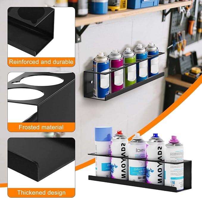 Wall-Mounted Spray Can Holder Rack Organize, 4 Pack Black Steel Aerosol Can - Image 5